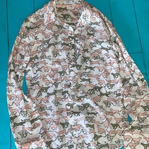 Crown & Ivy Panther Print Woven Shirt Size XS
